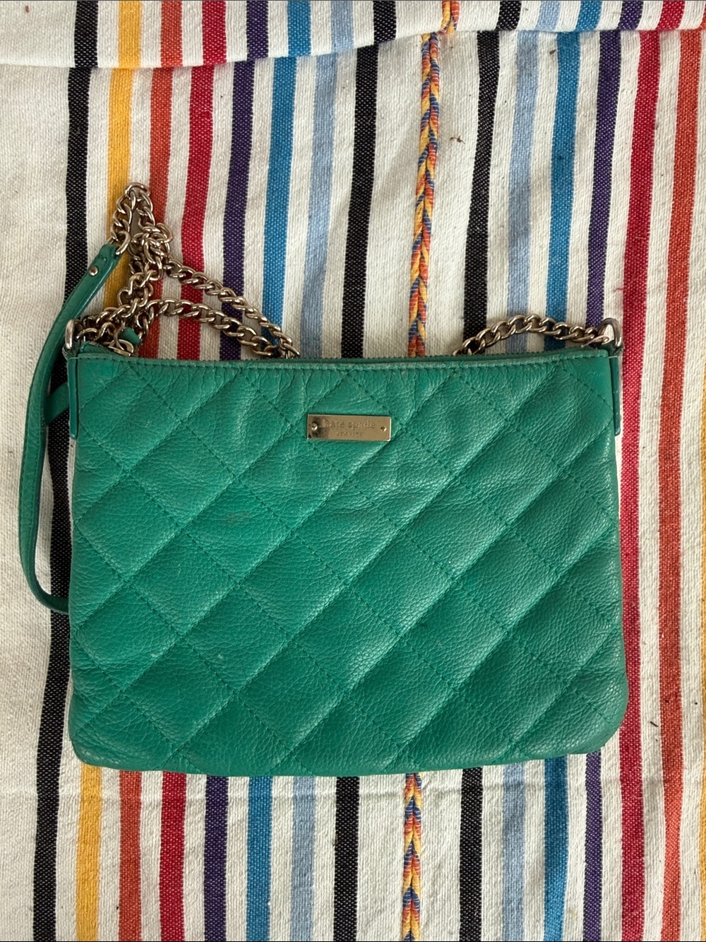 kate spade Quilted Teal Chain Strap Crossbody